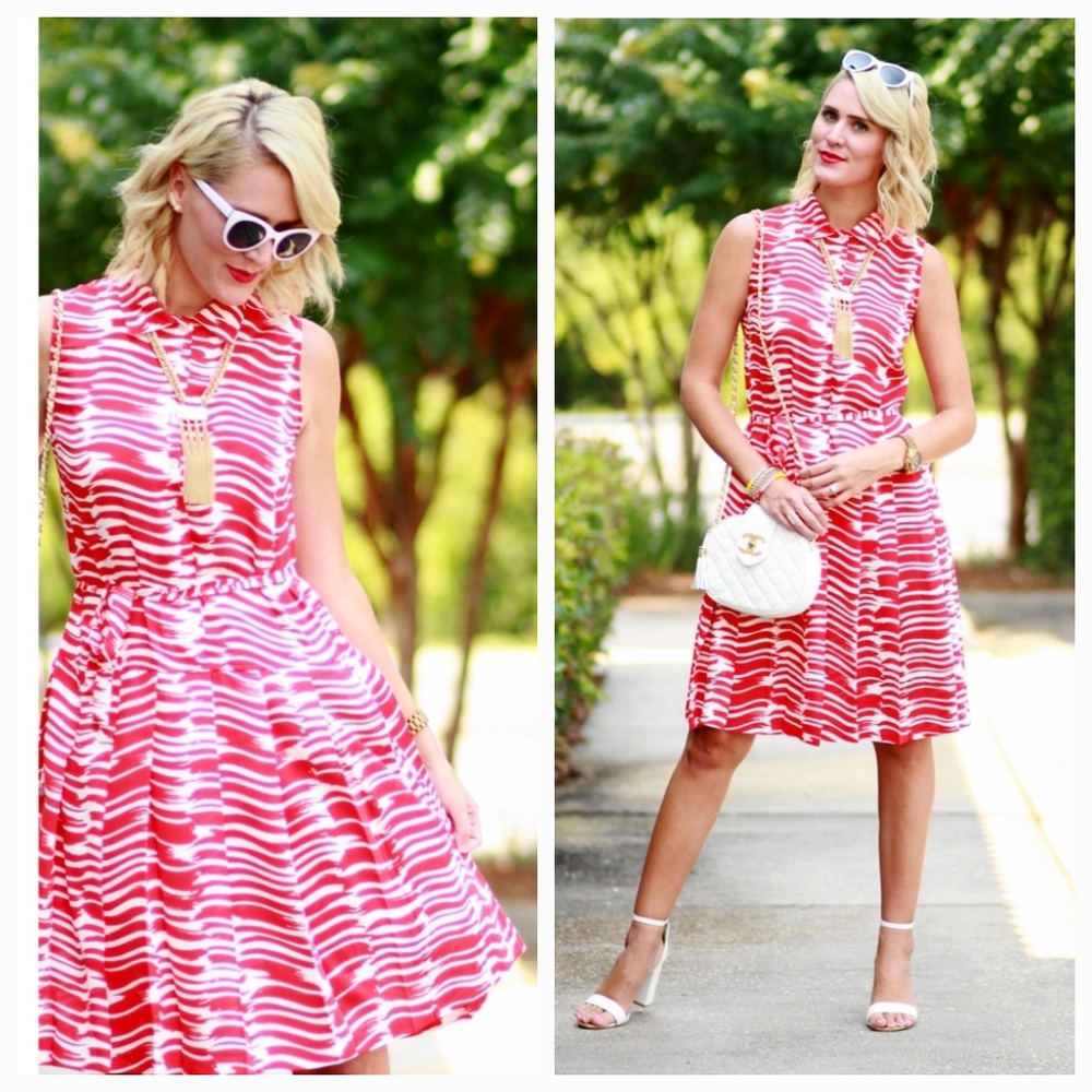 Cabi BrushStroke Pleated Dress! Size Medium.